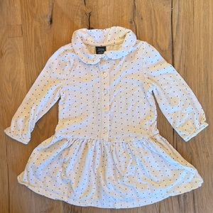 baby GAP. Size 2T (girls). Oatmeal colour, blue polka dots dress.